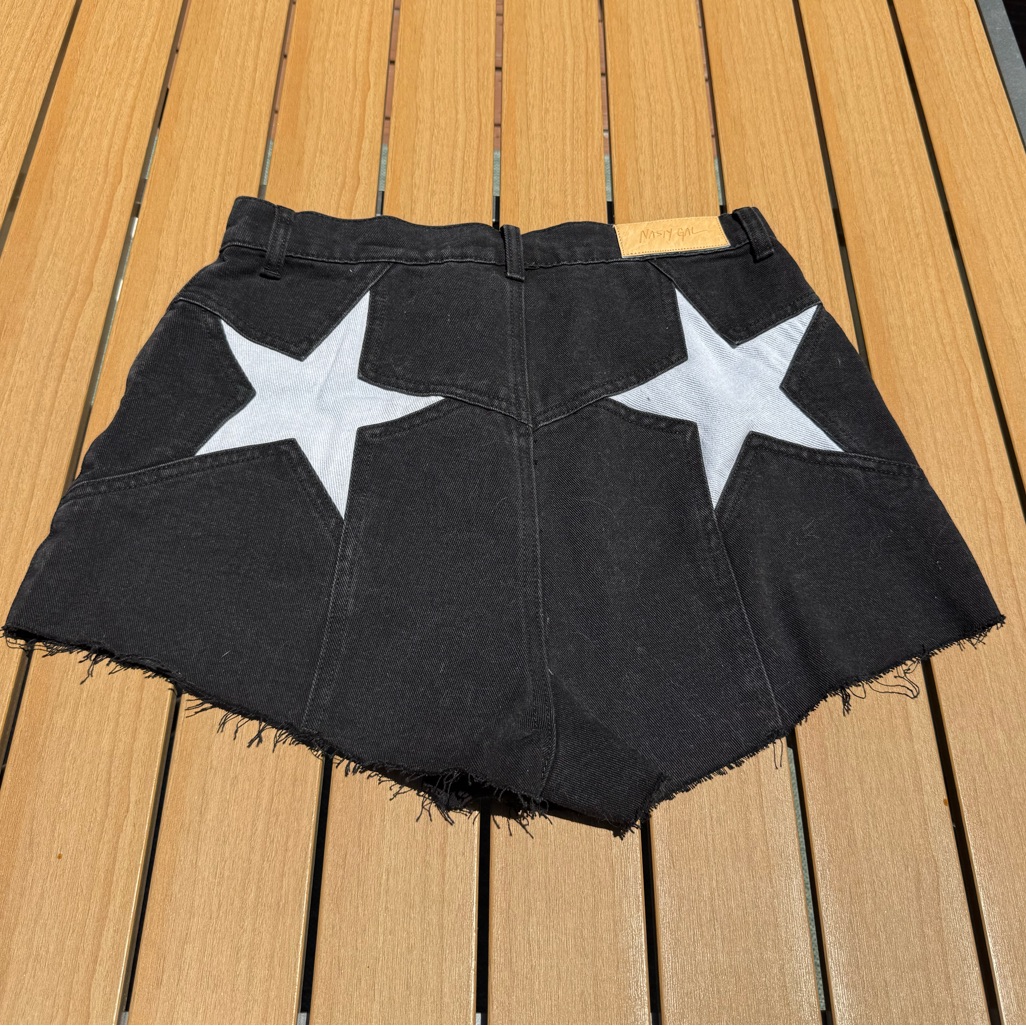 Nasty Gal Denim Star Bum Mum Shorts - High Waist Black Star Shorts
